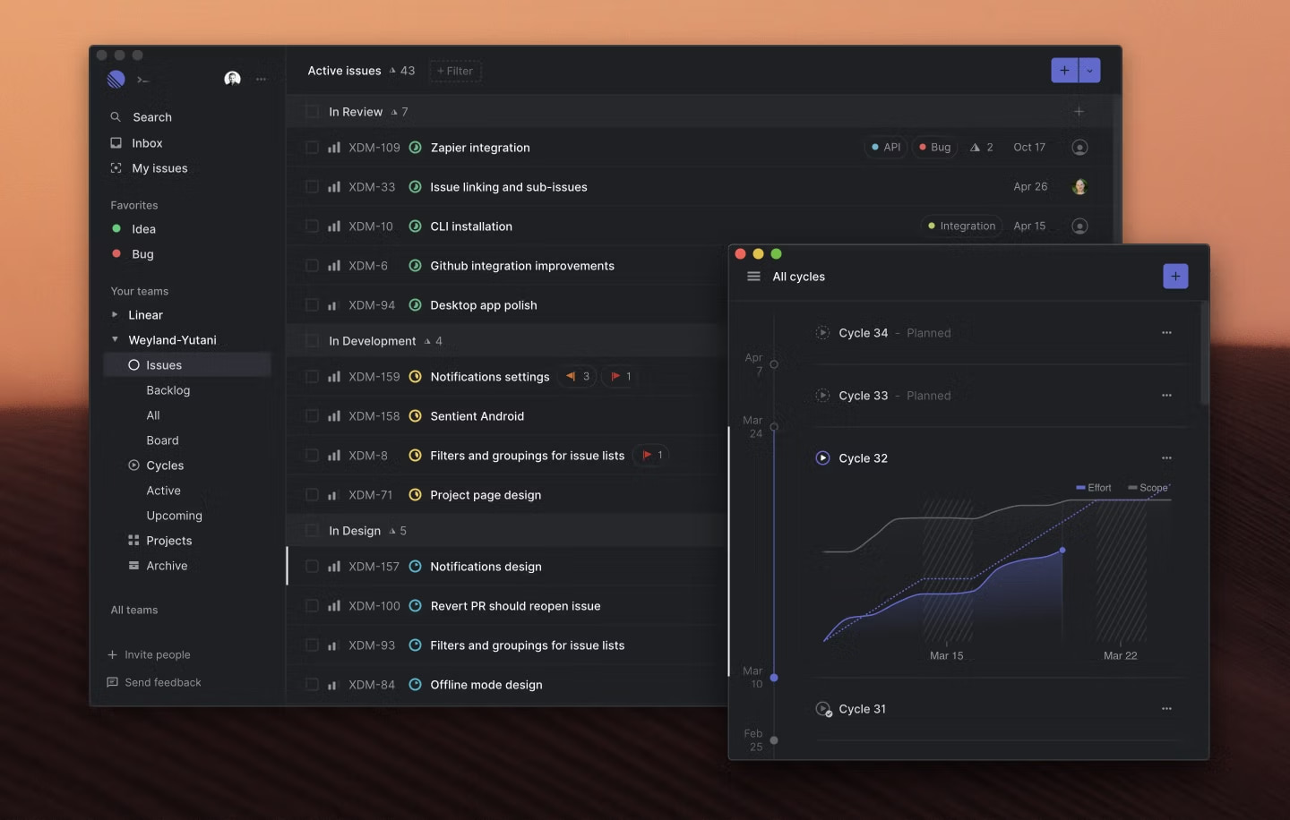 Dark mode interface displaying a file list and a graph illustrating performance trends.